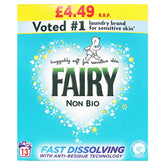 Fairy Non Bio Detergent Powder 13 Washes (715g) offers huggably soft results for sensitive skin and features fast dissolving, anti-residue technology.